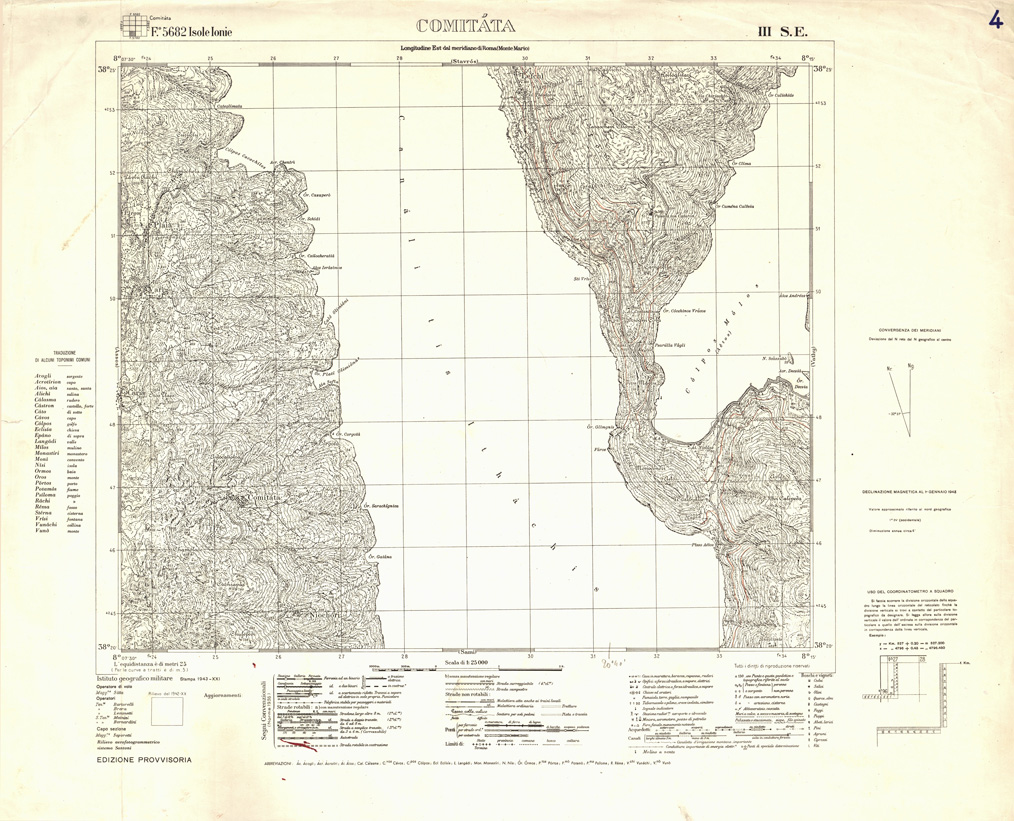(N:32340) GRECIA ISOLE IONIE - FOGLIO 5682 III SE - COMITATA (SE006647) Carte e stampe antiche: riproduzione a colori su carta (formato A1)