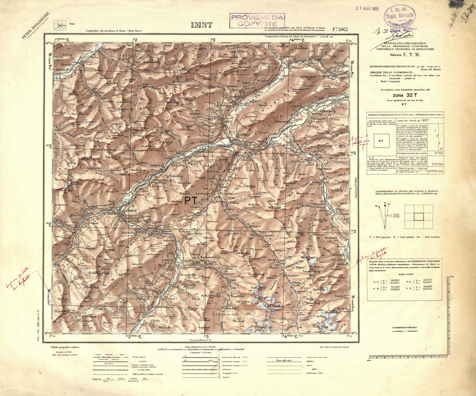 (N:32374) FOGLI OLTRE CONFINE - FOGLIO 3062 IMST (SE006677) Carte e stampe antiche: riproduzione a colori su carta (formato A1)