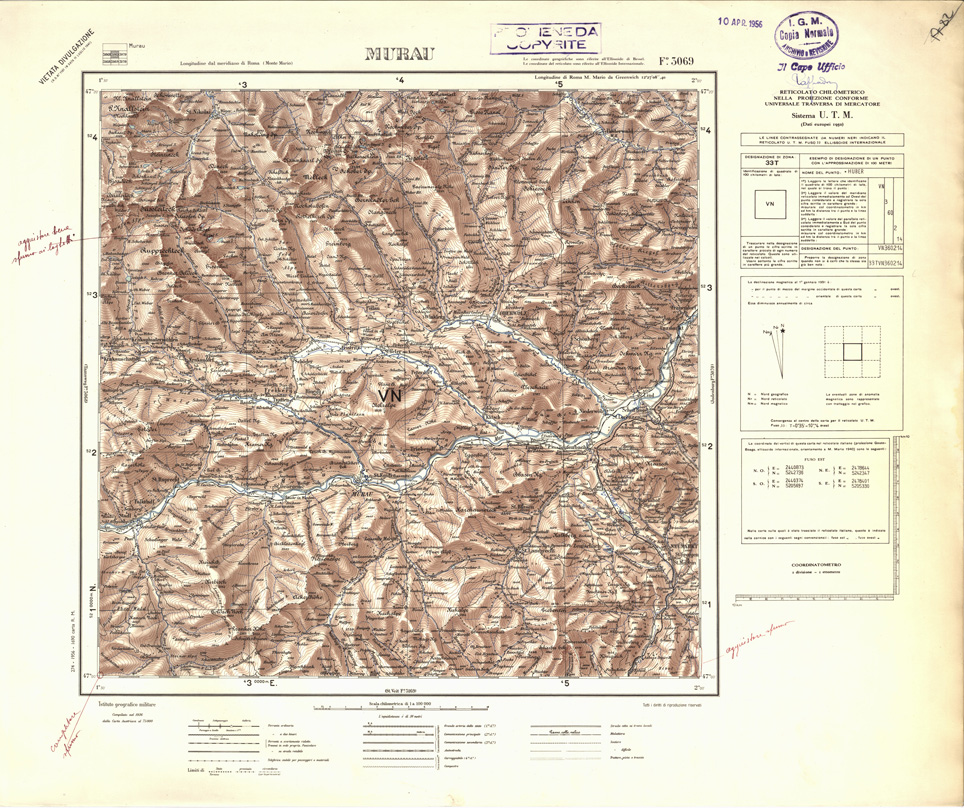 (N:32378) FOGLI OLTRE FRONTIERA - FOGLIO 3069 MURAU (SE006681) Carte e stampe antiche: riproduzione a colori su carta (formato A1)