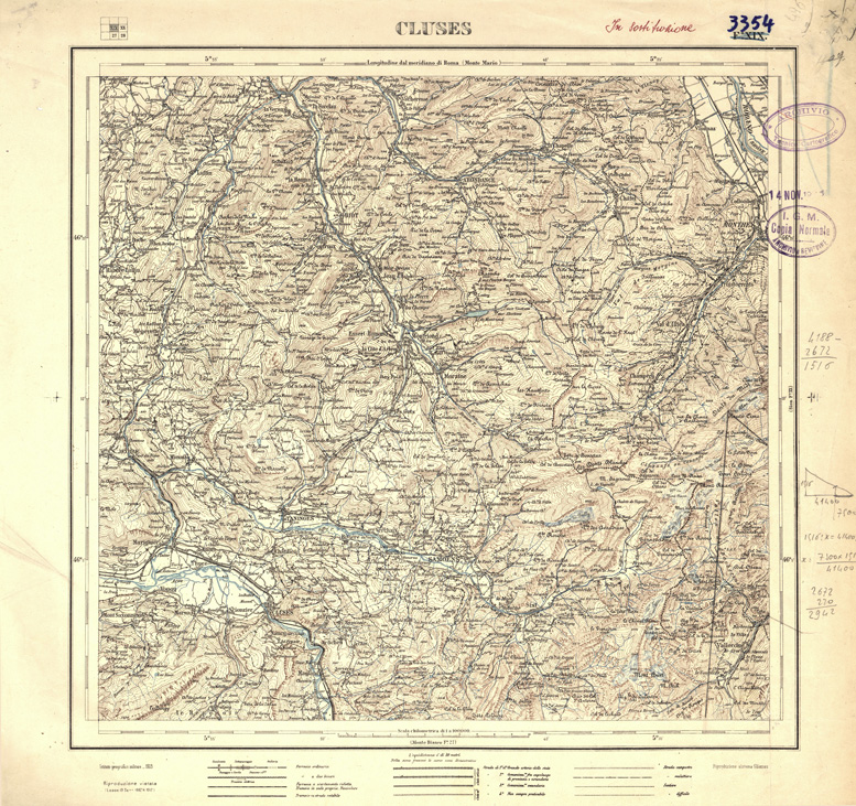(N:32394) FOGLI OLTRE FRONTIERA - FOGLIO 3354 CLUSES (SE006697) Carte e stampe antiche: riproduzione a colori su carta (formato A1)