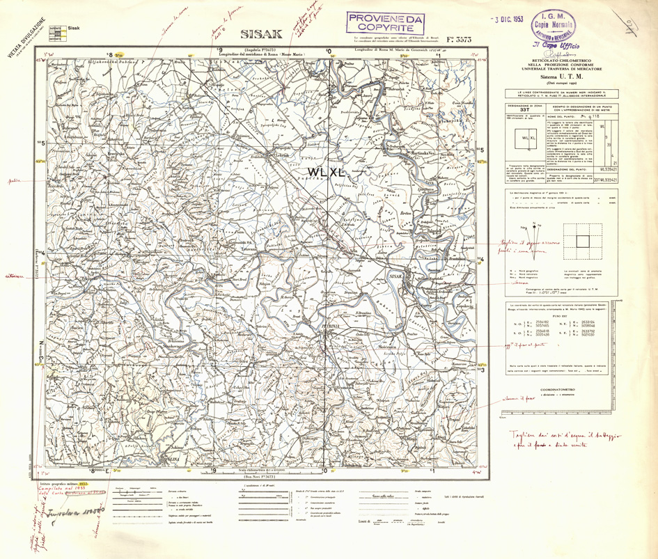 (N:32410) FOGLI OLTRE FRONTIERA - FOGLIO 3573 SISAK (SE006713) Carte e stampe antiche: riproduzione a colori su carta (formato A1)
