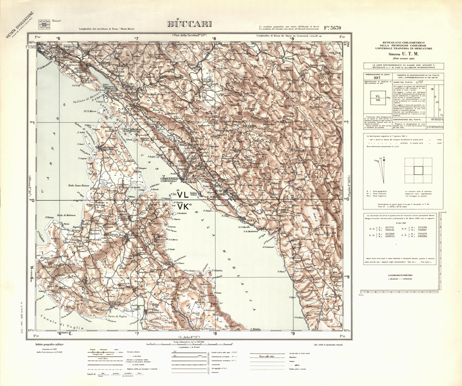 (N:32412) FOGLI OLTRE FRONTIERA - FOGLIO 3670 BUCCARI (SE006715) Carte e stampe antiche: riproduzione a colori su carta (formato A1)