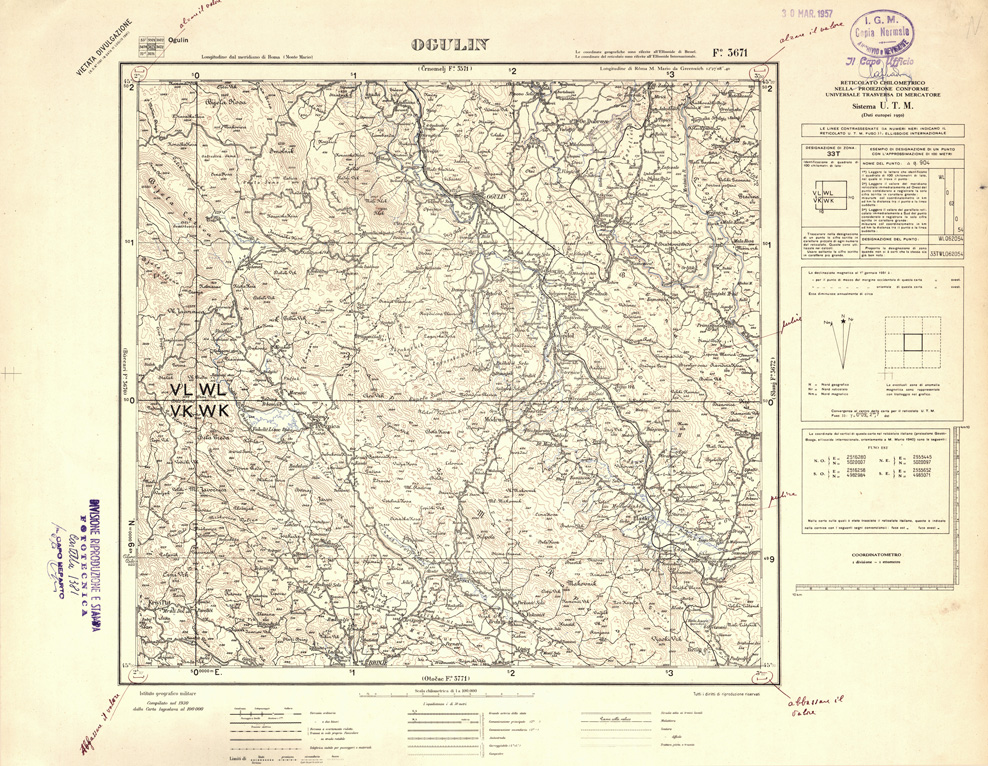 (N:32413) FOGLI OLTRE FRONTIERA - FOGLIO 3671 OGULIN (SE006716) Carte e stampe antiche: riproduzione a colori su carta (formato A1)