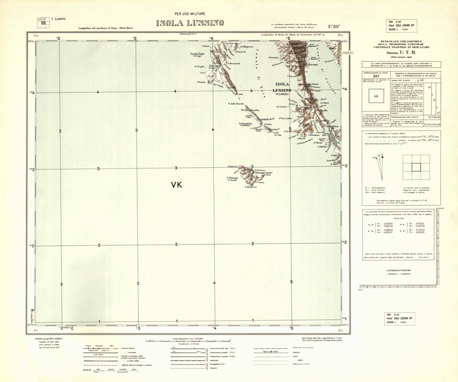 (N:32419) FOGLI OLTRE FRONTIERA - FOGLIO 89A ISOLA LUSSINO (SE006722) Carte e stampe antiche: riproduzione a colori su carta (formato A1)