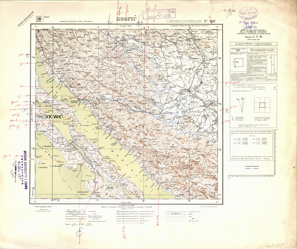 (N:32421) FOGLI OLTRE FRONTIERA - FOGLIO 3871 GOSPIC (SE006724) Carte e stampe antiche: riproduzione a colori su carta (formato A1)