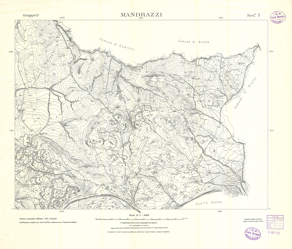 (N:32792) MINIERE SOLFIFERE DELLA SICILIA GRUPPO 5 SEZ 3 MANDRAZZI (SE006750) Carte e stampe antiche: riproduzione a colori su carta (formato A1)