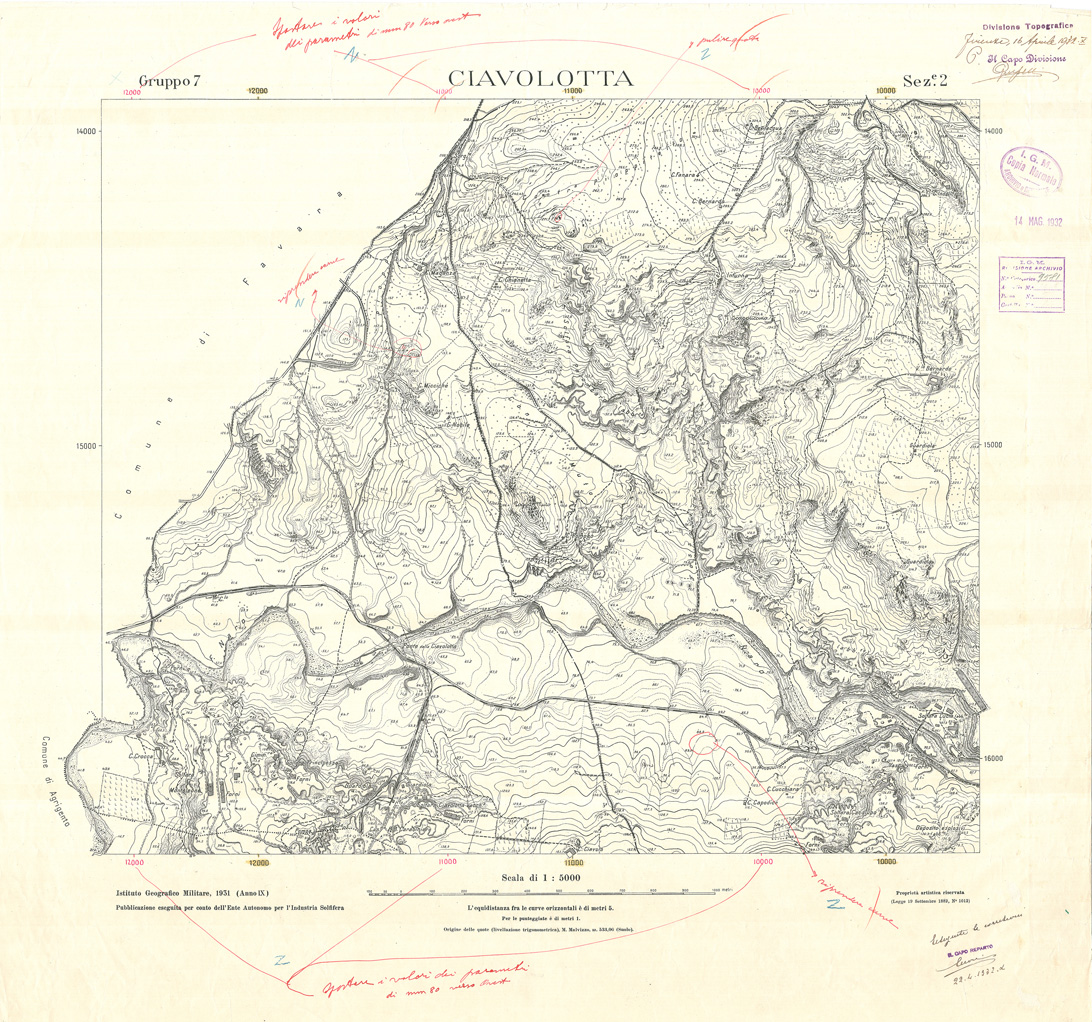 (N:32805) MINIERE SOLFIFERE DELLA SICILIA GRUPPO 7 SEZ 2 CIAVOLOTTA (SE006762) Carte e stampe antiche: riproduzione a colori su carta (formato A1)