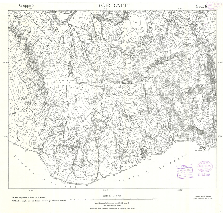 (N:32809) MINIERE SOLFIFERE DELLA SICILIA GRUPPO 7 SEZ 6 BORRAITI (SE006767) Carte e stampe antiche: riproduzione a colori su carta (formato A1)