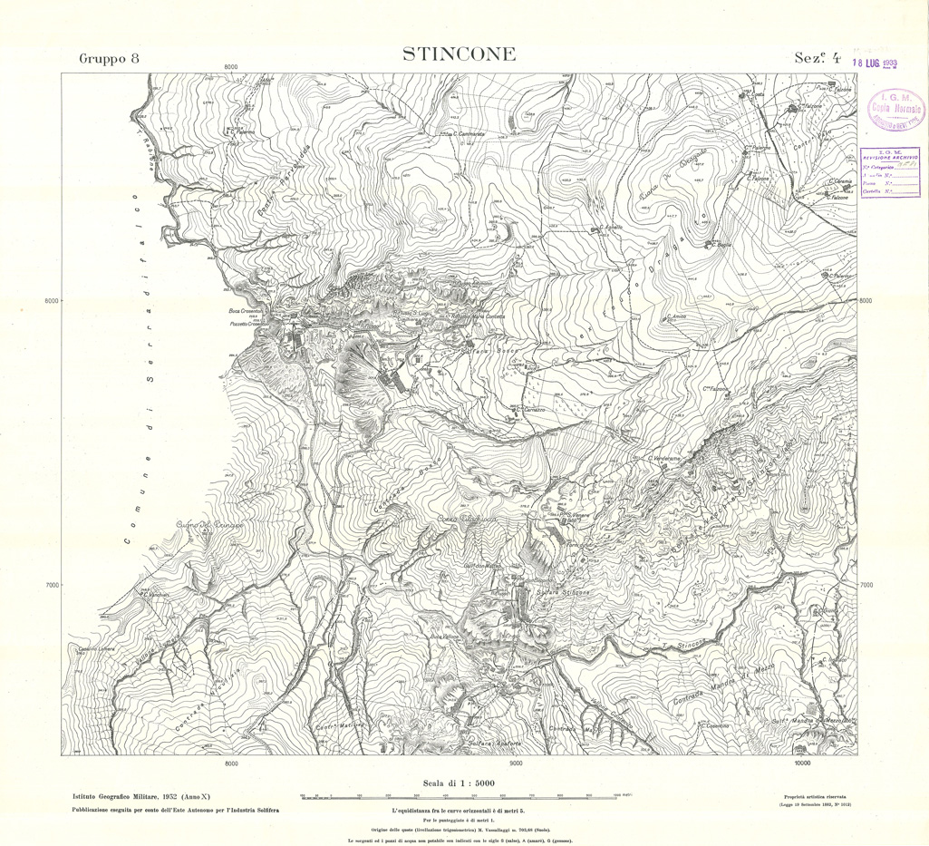 (N:32814) MINIERE SOLFIFERE DELLA SICILIA GRUPPO 8 SEZ 4 STINCONE (SE006774) Carte e stampe antiche: riproduzione a colori su carta (formato A1)