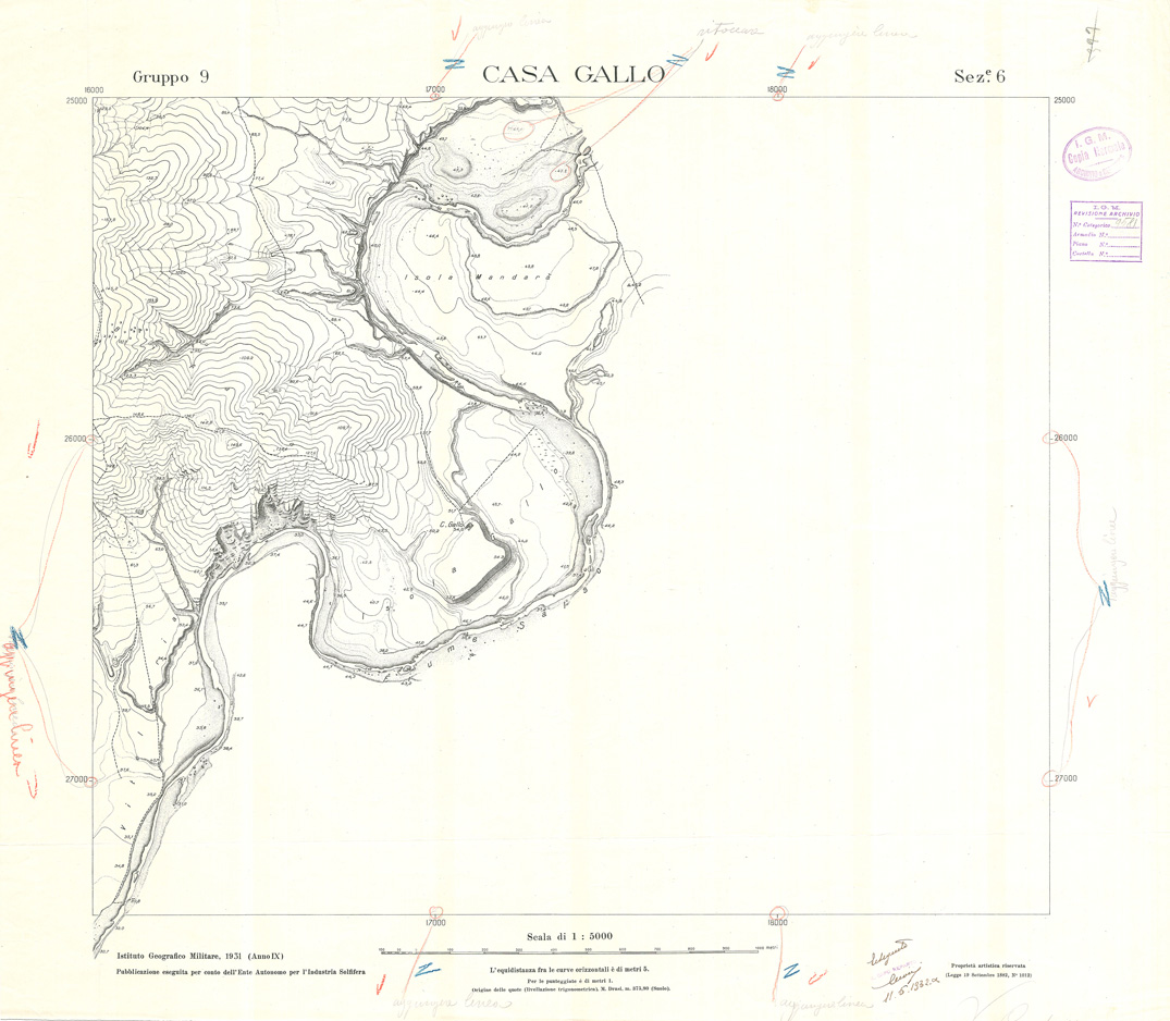 (N:32825) MINIERE SOLFIFERE DELLA SICILIA GRUPPO 9 SEZ 6 CASA GALLO (SE006785) Carte e stampe antiche: riproduzione a colori su carta (formato A1)