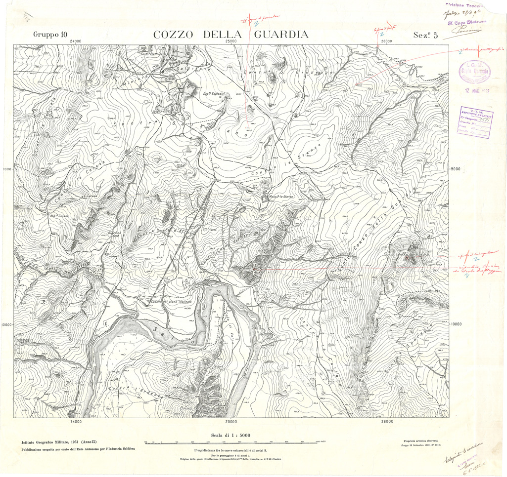 (N:32830) MINIERE SOLFIFERE DELLA SICILIA GRUPPO 10 SEZ 5 COZZO DELLA GUARDIA (SE006790) Carte e stampe antiche: riproduzione a colori su carta (formato A1)