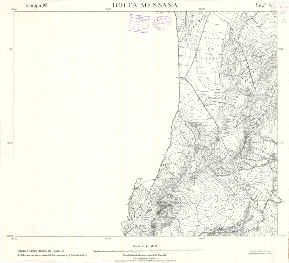(N:32833) MINIERE SOLFIFERE DELLA SICILIA GRUPPO 10 SEZ 8 ROCCA MESSANA (SE006793) Carte e stampe antiche: riproduzione a colori su carta (formato A1)