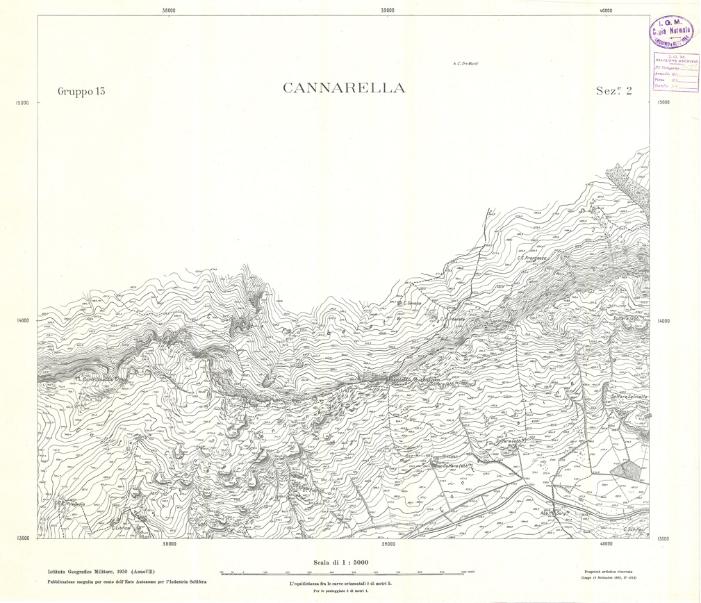 (N:32861) MINIERE SOLFIFERE DELLA SICILIA GRUPPO 13 SEZ 2 CANNARELLA (SE006819) Carte e stampe antiche: riproduzione a colori su carta (formato A1)