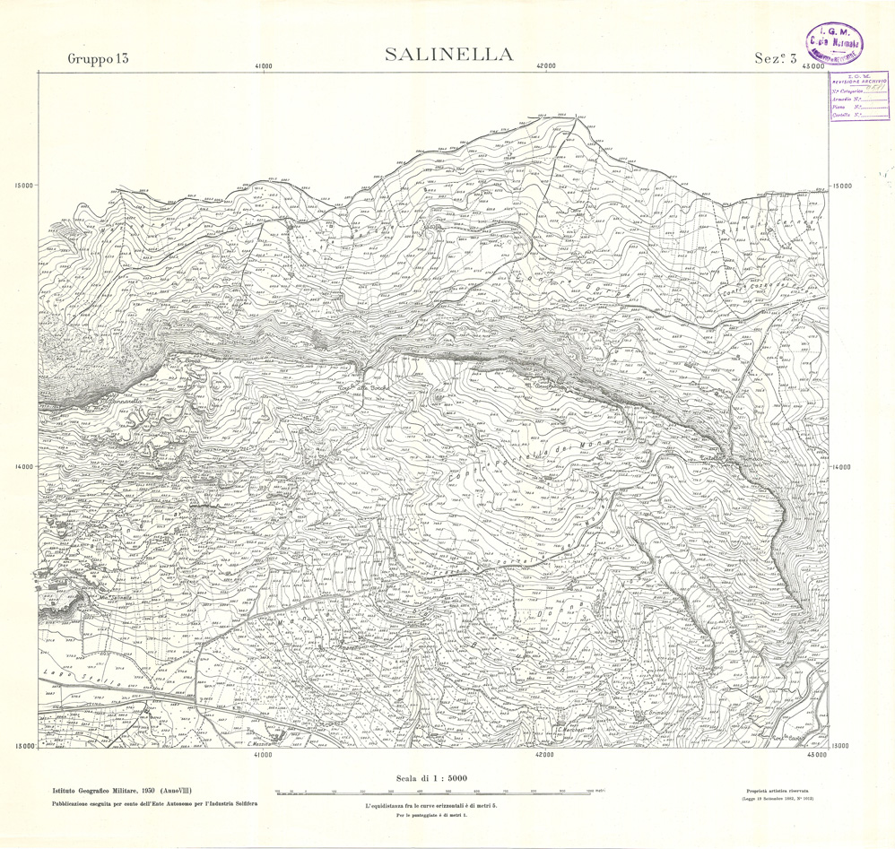(N:32863) MINIERE SOLFIFERE DELLA SICILIA GRUPPO 13 SEZ 3 SALINELLA (SE006820) Carte e stampe antiche: riproduzione a colori su carta (formato A1)