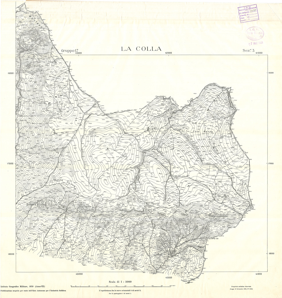 (N:32894) MINIERE SOLFIFERE DELLA SICILIA GRUPPO 17 SEZ 3 LA COLLA (SE006851) Carte e stampe antiche: riproduzione a colori su carta (formato A1)