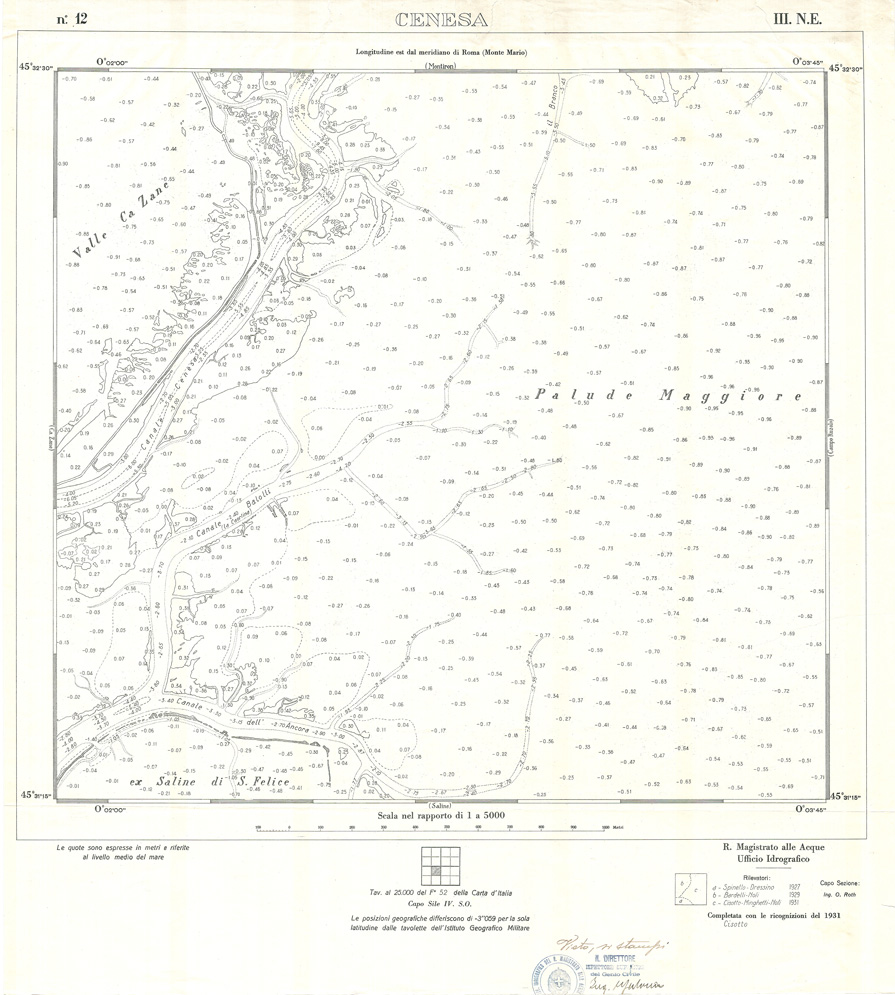 (N:32903) CARTA DELLA LAGUNA DI VENEZIA - FOGLIO 12 III NE - CENESA (SE006866) Carte e stampe antiche: riproduzione a colori su carta (formato A1)