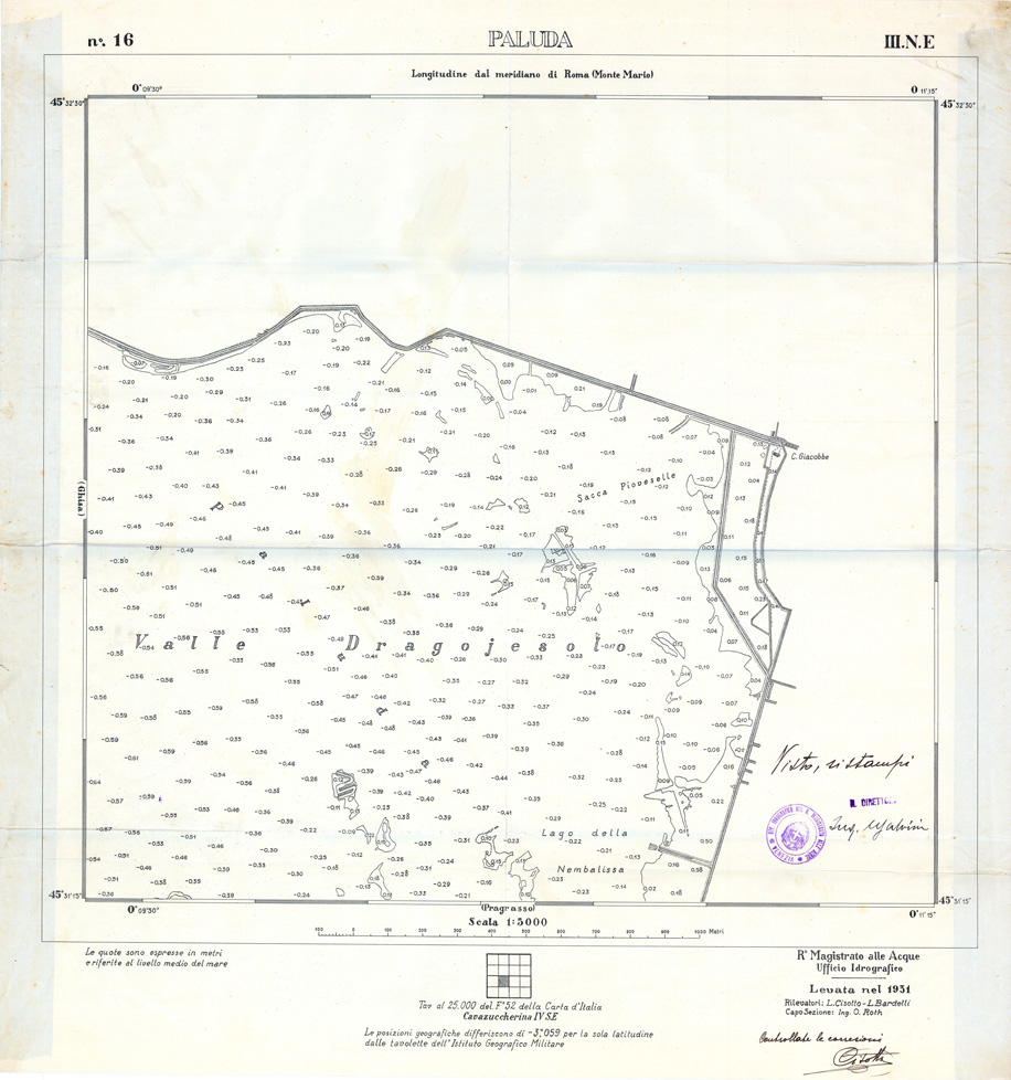 (N:32907) CARTA DELLA LAGUNA DI VENEZIA - FOGLIO 16 III NE - PALUDA (SE006870) Carte e stampe antiche: riproduzione a colori su carta (formato A1)