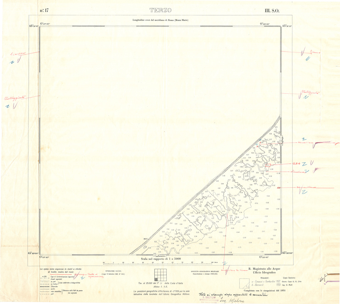 (N:32908) CARTA DELLA LAGUNA DI VENEZIA - FOGLIO 17 III SO - TERZO (SE006871) Carte e stampe antiche: riproduzione a colori su carta (formato A1)