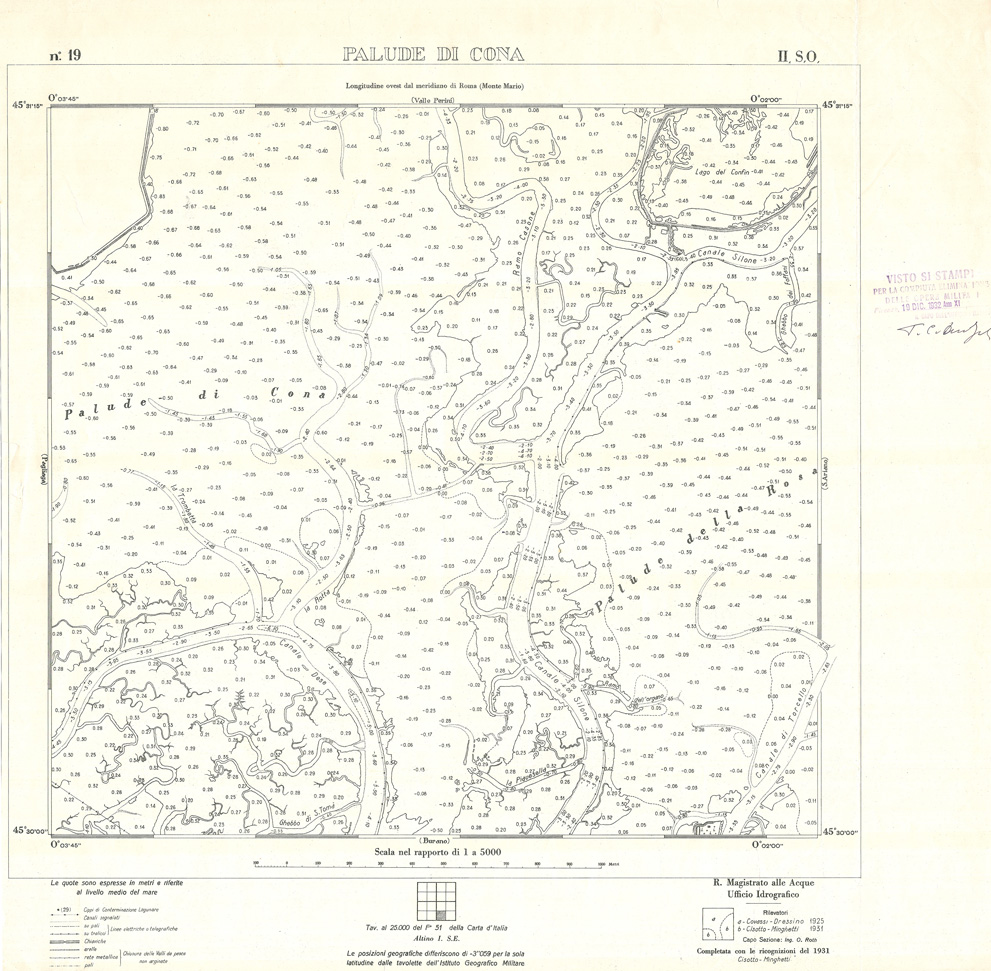 (N:32910) CARTA DELLA LAGUNA DI VENEZIA - FOGLIO 19 II SO - PALUDE DI CONA (SE006873) Carte e stampe antiche: riproduzione a colori su carta (formato A1)