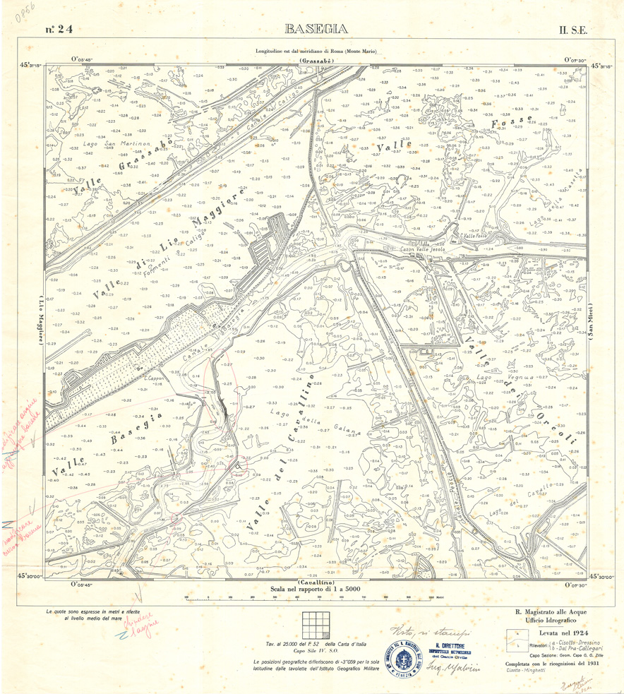 (N:32915) CARTA DELLA LAGUNA DI VENEZIA - FOGLIO 24 II SE - BASEGIA (SE006878) Carte e stampe antiche: riproduzione a colori su carta (formato A1)