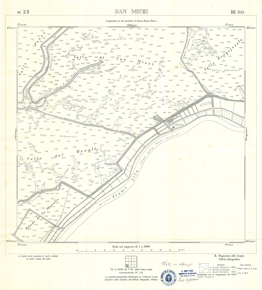 (N:32916) CARTA DELLA LAGUNA DI VENEZIA - FOGLIO 25 III SO - SAN MECEI (SE006879) Carte e stampe antiche: riproduzione a colori su carta (formato A1)