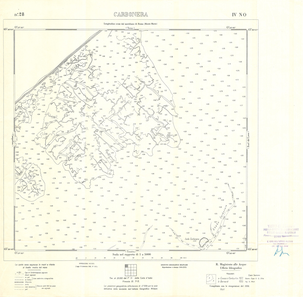 (N:32919) CARTA DELLA LAGUNA DI VENEZIA - FOGLIO 28 IV NO - CARBONERA (SE006882) Carte e stampe antiche: riproduzione a colori su carta (formato A1)