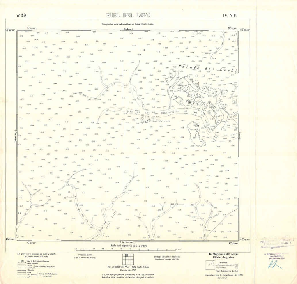 (N:32920) CARTA DELLA LAGUNA DI VENEZIA - FOGLIO 29 IV NE - BUEL DEL LOVO (SE006883) Carte e stampe antiche: riproduzione a colori su carta (formato A1)