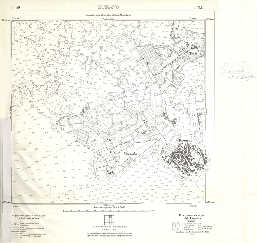 (N:32928) CARTA DELLA LAGUNA DI VENEZIA - FOGLIO 30 I NO - BURANO (SE006884) Carte e stampe antiche: riproduzione a colori su carta (formato A1)
