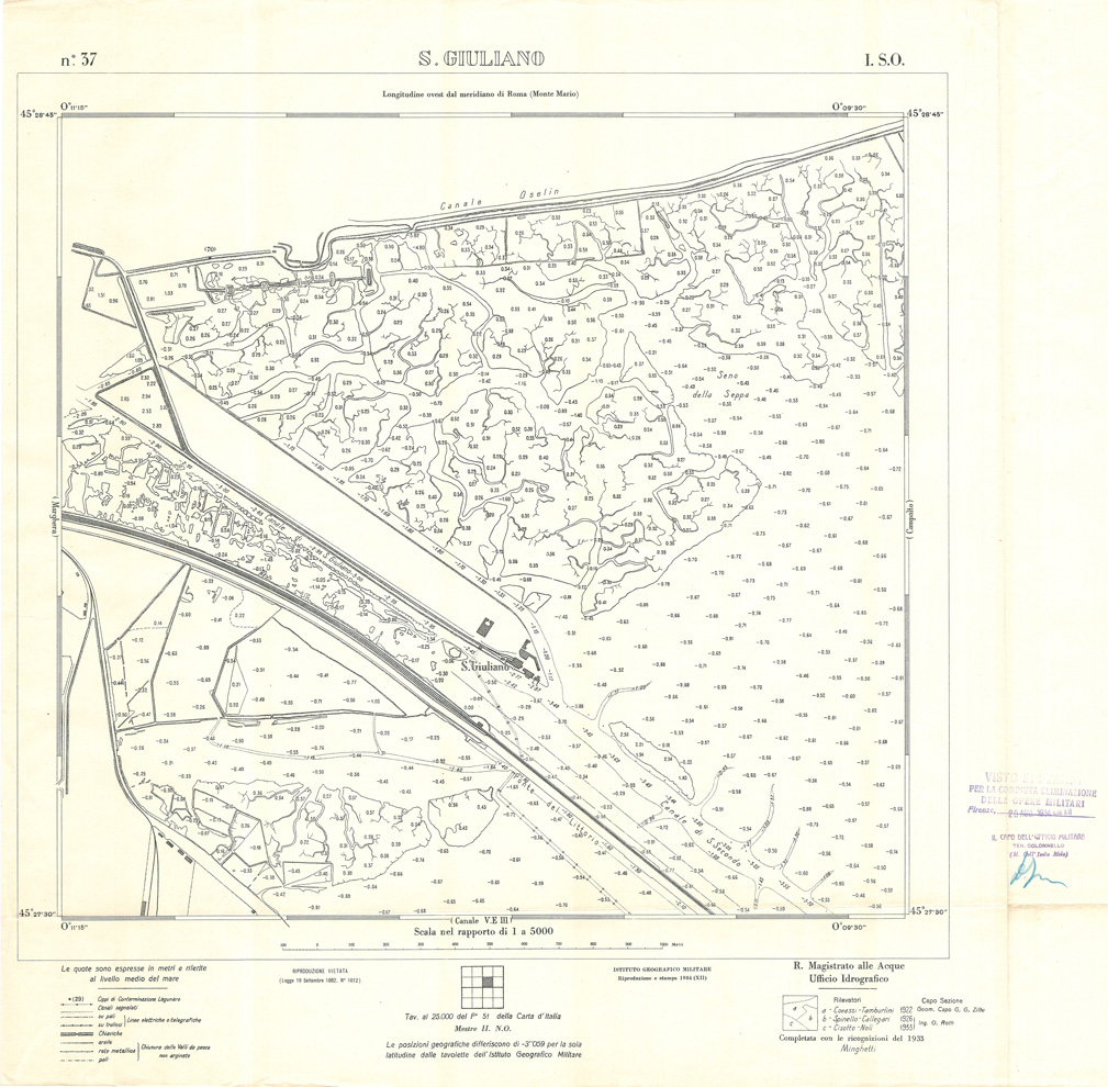 (N:32935) CARTA DELLA LAGUNA DI VENEZIA - FOGLIO 37 I SO - S. GIULIANO (SE006892) Carte e stampe antiche: riproduzione a colori su carta (formato A1)