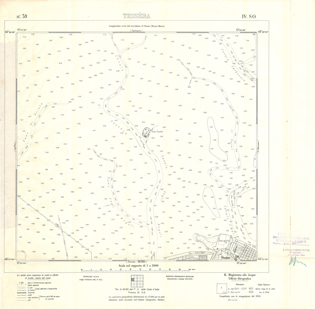 (N:32937) CARTA DELLA LAGUNA DI VENEZIA - FOGLIO 39 IV SO - TESSERA (SE006894) Carte e stampe antiche: riproduzione a colori su carta (formato A1)