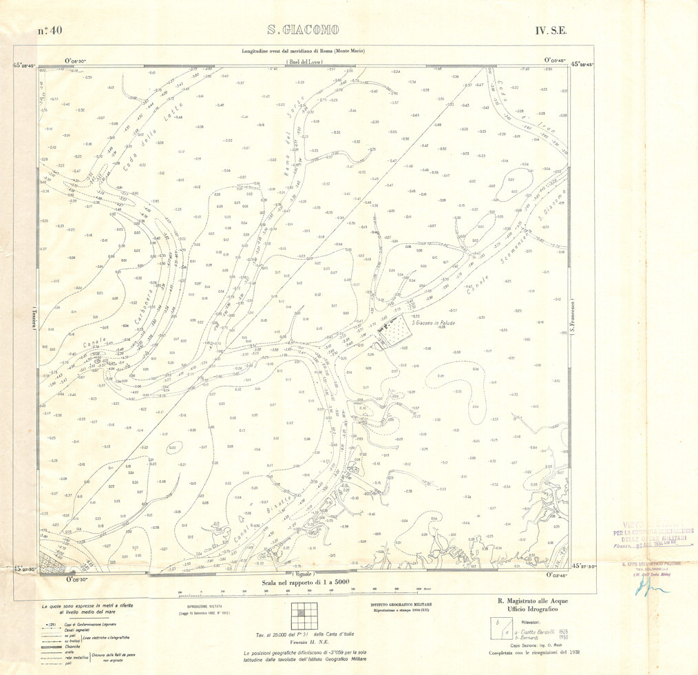 (N:32938) CARTA DELLA LAGUNA DI VENEZIA - FOGLIO 40 IV SE - S. GIACOMO (SE006895) Carte e stampe antiche: riproduzione a colori su carta (formato A1)