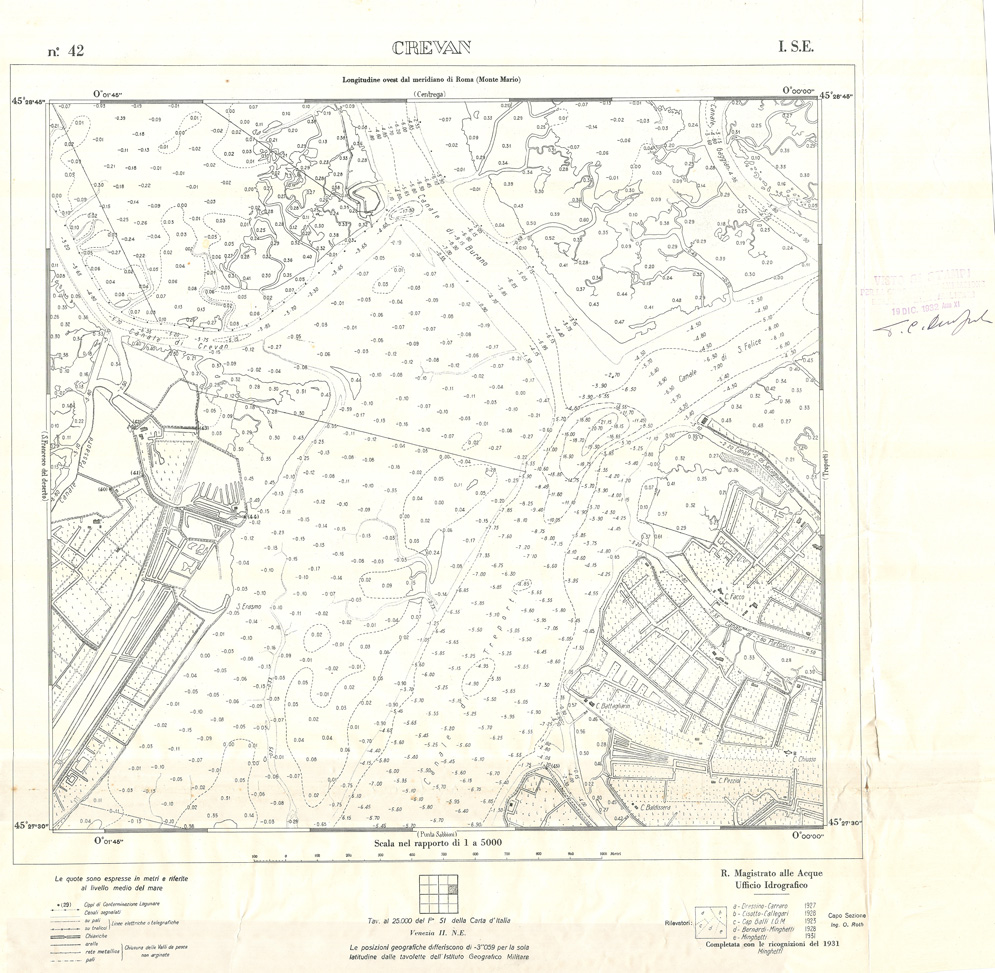 (N:32940) CARTA DELLA LAGUNA DI VENEZIA - FOGLIO 42 I SE - CREVAN (SE006897) Carte e stampe antiche: riproduzione a colori su carta (formato A1)