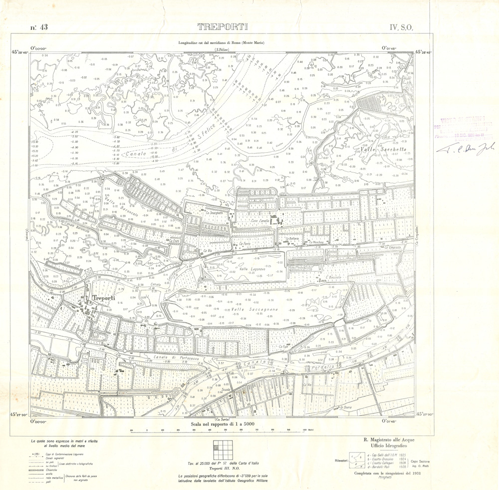 (N:32941) CARTA DELLA LAGUNA DI VENEZIA - FOGLIO 43 IV SO - TREPORTI (SE006898) Carte e stampe antiche: riproduzione a colori su carta (formato A1)