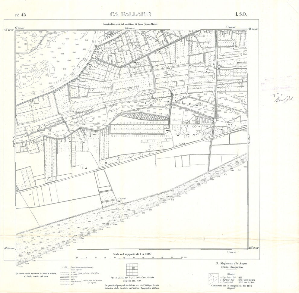 (N:32943) CARTA DELLA LAGUNA DI VENEZIA - FOGLIO 45 I SO - CA BALLARIN (SE006900) Carte e stampe antiche: riproduzione a colori su carta (formato A1)