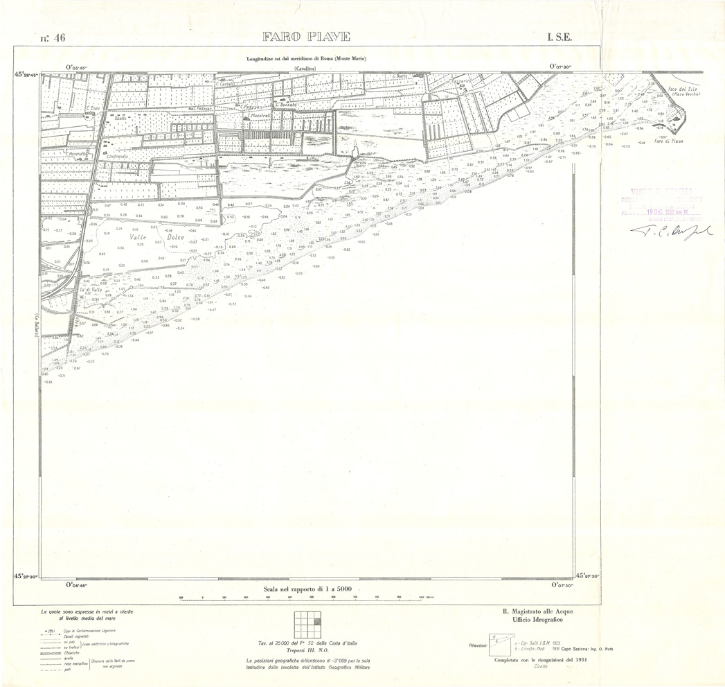 (N:32944) CARTA DELLA LAGUNA DI VENEZIA - FOGLIO 45 I SE - FARO PIAVE (SE006901) Carte e stampe antiche: riproduzione a colori su carta (formato A1)
