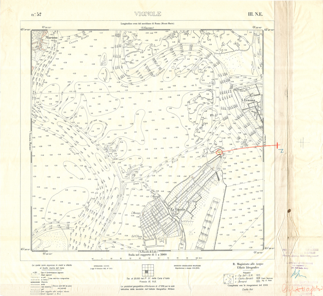 (N:32950) CARTA DELLA LAGUNA DI VENEZIA - FOGLIO 52 III NE - VIGNOLE (SE006907) Carte e stampe antiche: riproduzione a colori su carta (formato A1)
