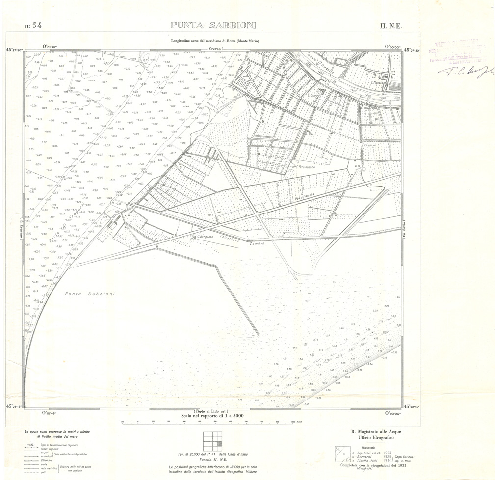 (N:32952) CARTA DELLA LAGUNA DI VENEZIA - FOGLIO 54 II NE - PUNTA SABBIONI (SE006909) Carte e stampe antiche: riproduzione a colori su carta (formato A1)