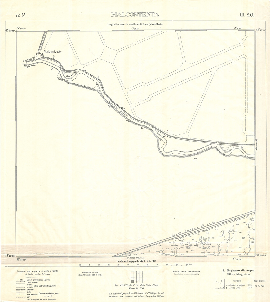 (N:32955) CARTA DELLA LAGUNA DI VENEZIA - FOGLIO 57 III SO - MALCONTENTA (SE006912) Carte e stampe antiche: riproduzione a colori su carta (formato A1)