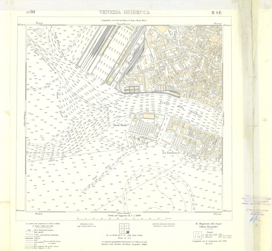 (N:32958) CARTA DELLA LAGUNA DI VENEZIA - FOGLIO 60 II SE - VENEZIA GIUDECCA (SE006915) Carte e stampe antiche: riproduzione a colori su carta (formato A1)