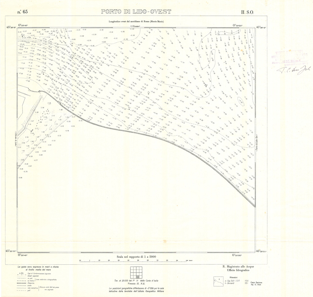 (N:32961) CARTA DELLA LAGUNA DI VENEZIA - FOGLIO 63 II SO - PORTO DI LIDO OVEST (SE006918) Carte e stampe antiche: riproduzione a colori su carta (formato A1)