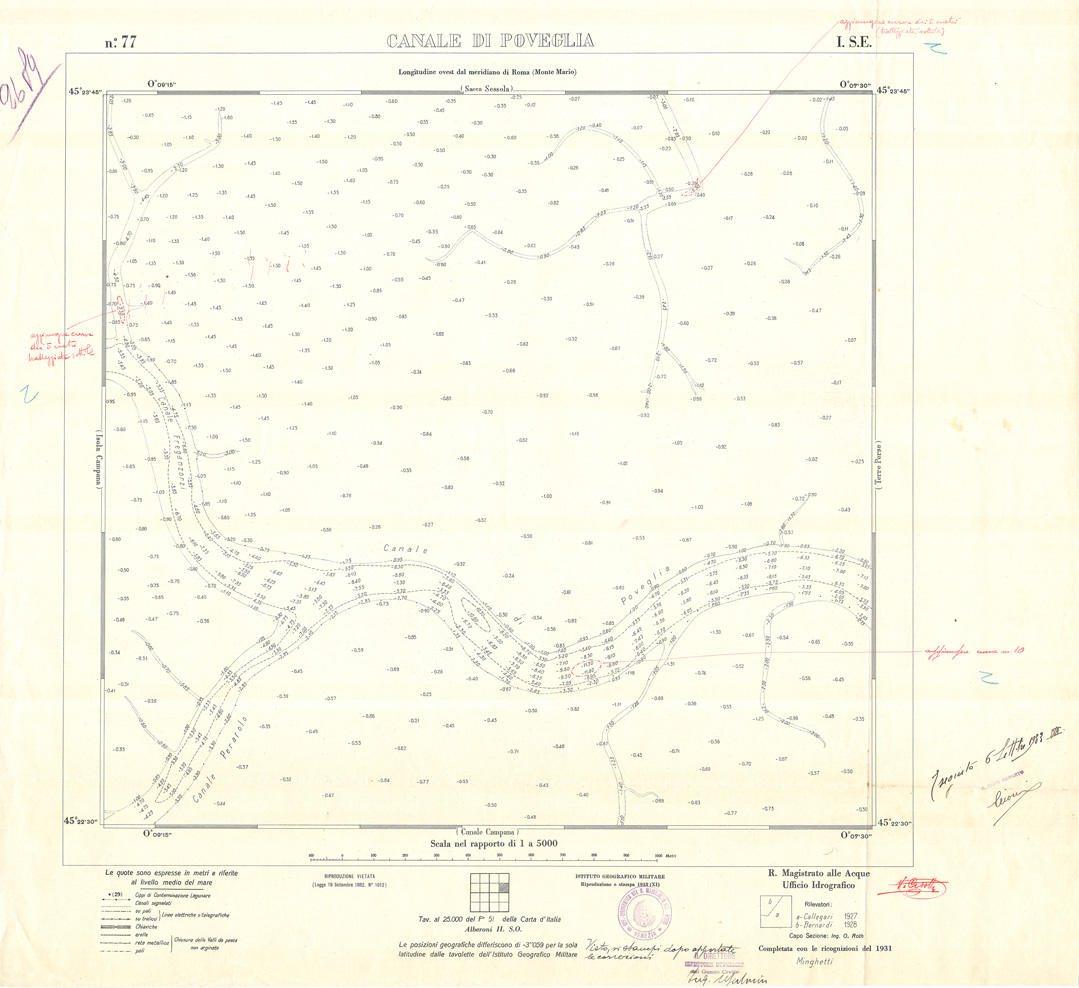 (N:32978) CARTA DELLA LAGUNA DI VENEZIA - FOGLIO 77 I SE - CANALE DI POVEGLIA (SE006932) Carte e stampe antiche: riproduzione a colori su carta (formato A1)