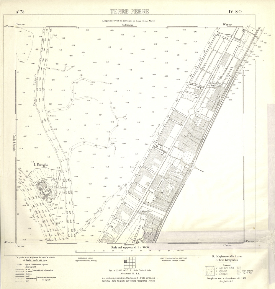 (N:32979) CARTA DELLA LAGUNA DI VENEZIA - FOGLIO 78 IV SO - TERRE PERSE (SE006933) Carte e stampe antiche: riproduzione a colori su carta (formato A1)