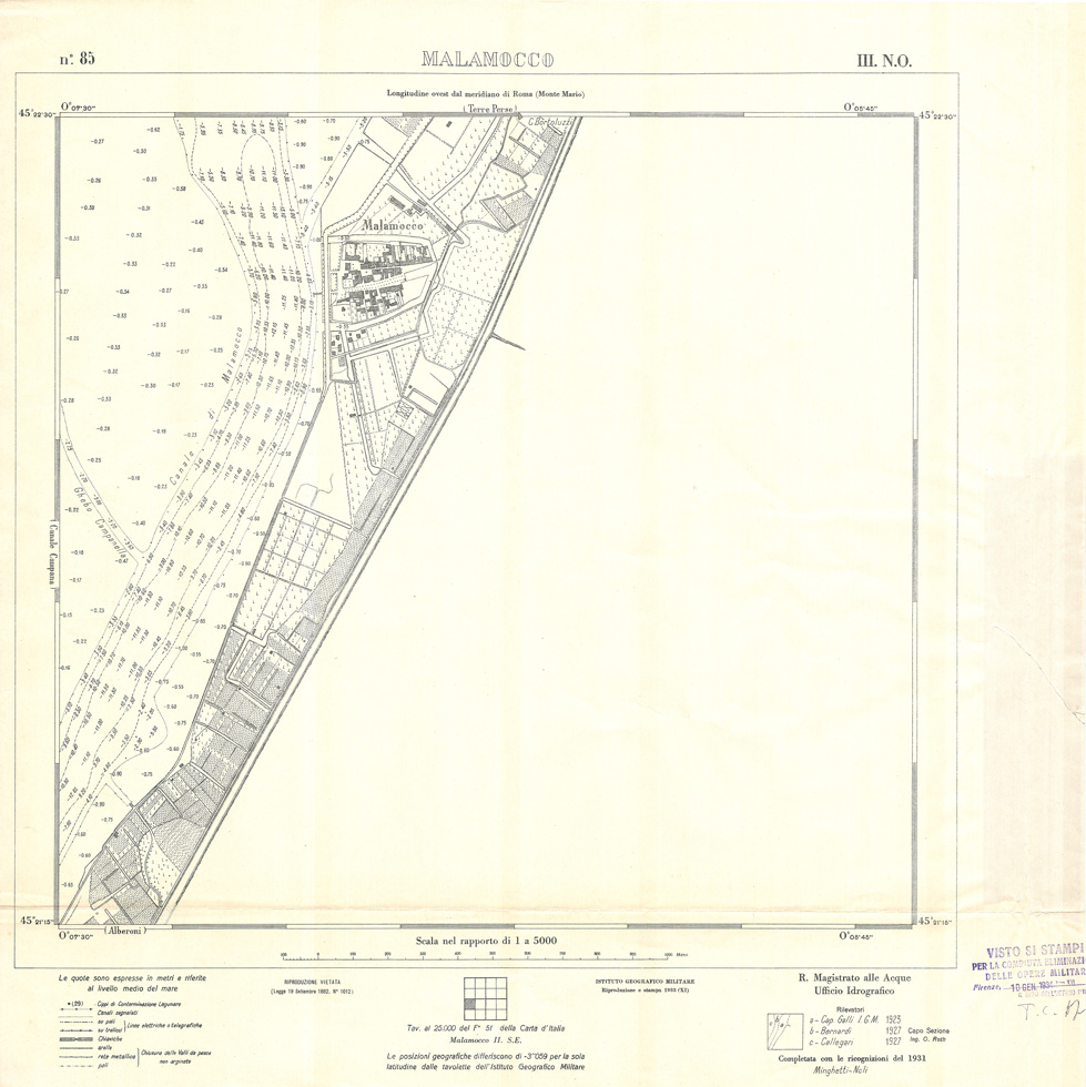 (N:32986) CARTA DELLA LAGUNA DI VENEZIA - FOGLIO 85 III NO - MALAMOCCO (SE006940) Carte e stampe antiche: riproduzione a colori su carta (formato A1)