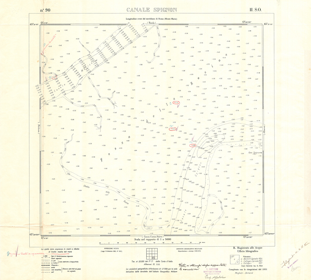 (N:32991) CARTA DELLA LAGUNA DI VENEZIA - FOGLIO 90 II SO - CANALE SPIGNON (SE006945) Carte e stampe antiche: riproduzione a colori su carta (formato A1)