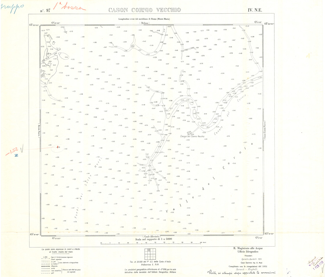 (N:32998) CARTA DELLA LAGUNA DI VENEZIA - FOGLIO 97 IV NO - CASON CORNIO VECCHIO (SE006952) Carte e stampe antiche: riproduzione a colori su carta (formato A1)