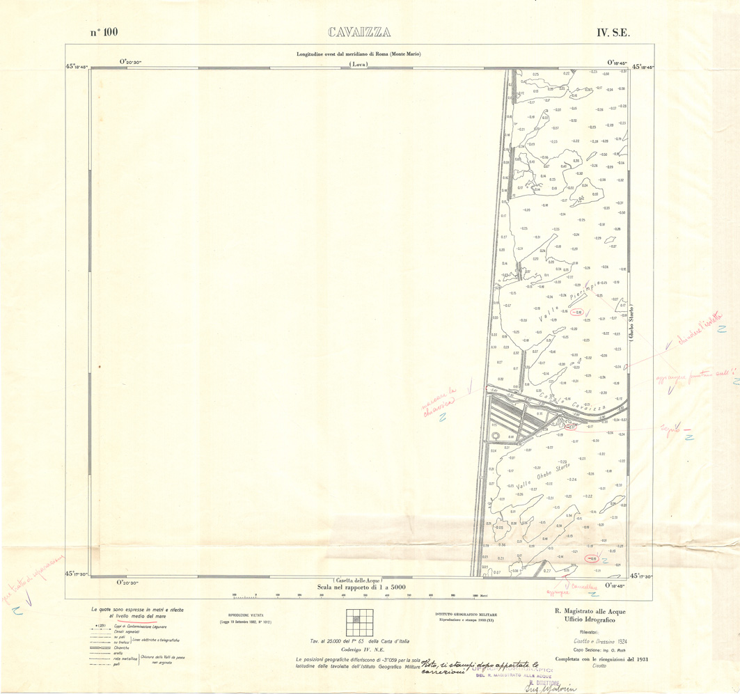 (N:33001) CARTA DELLA LAGUNA DI VENEZIA - FOGLIO 100 IV SE - CAVAIZZA (SE006955) Carte e stampe antiche: riproduzione a colori su carta (formato A1)
