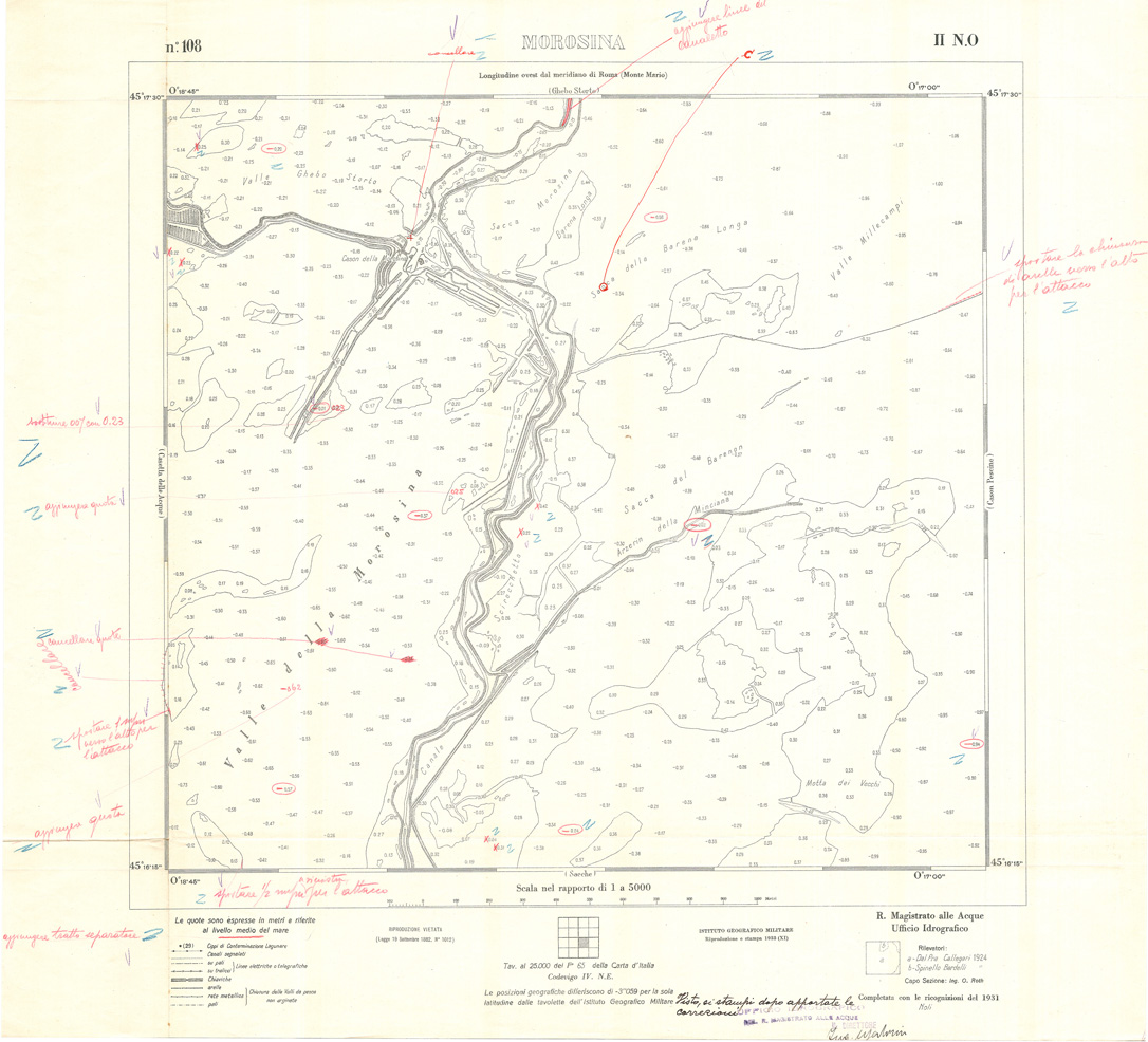 (N:33009) CARTA DELLA LAGUNA DI VENEZIA - FOGLIO 108 II NO - MOROSINA (SE006963) Carte e stampe antiche: riproduzione a colori su carta (formato A1)