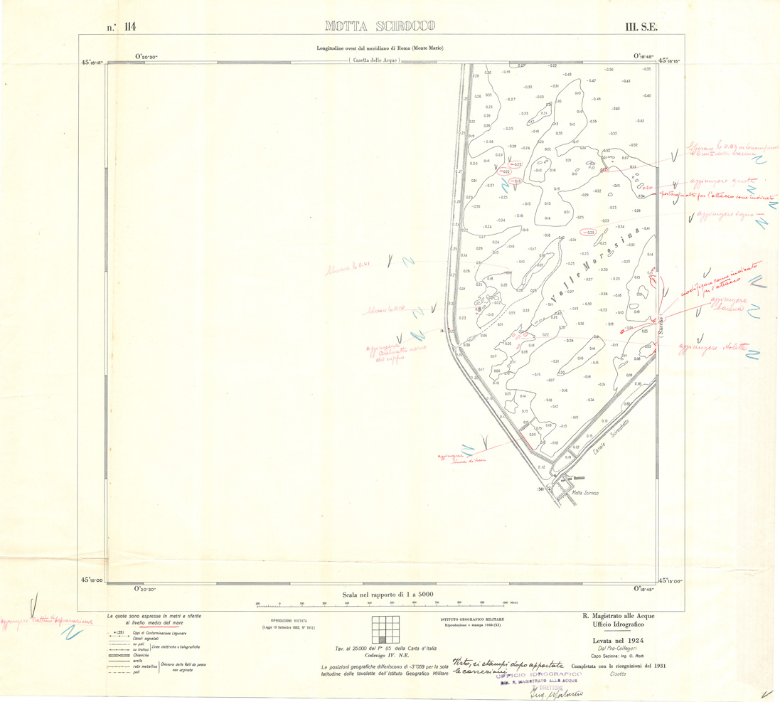 (N:33015) CARTA DELLA LAGUNA DI VENEZIA - FOGLIO 114 III SE - MOTTA SCIROCCO (SE006969) Carte e stampe antiche: riproduzione a colori su carta (formato A1)