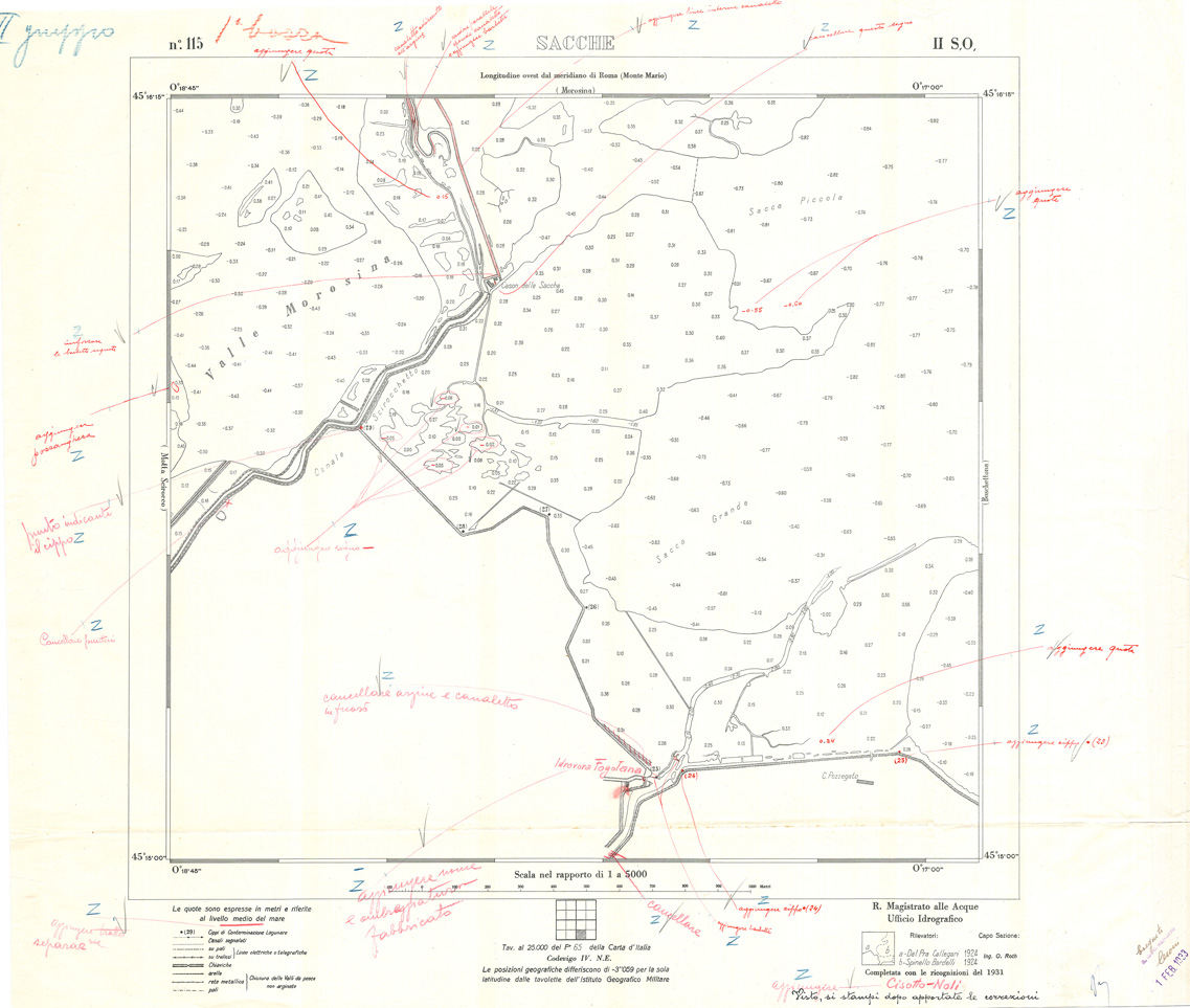 (N:33016) CARTA DELLA LAGUNA DI VENEZIA - FOGLIO 115 III SO - SACCHE (SE006970) Carte e stampe antiche: riproduzione a colori su carta (formato A1)