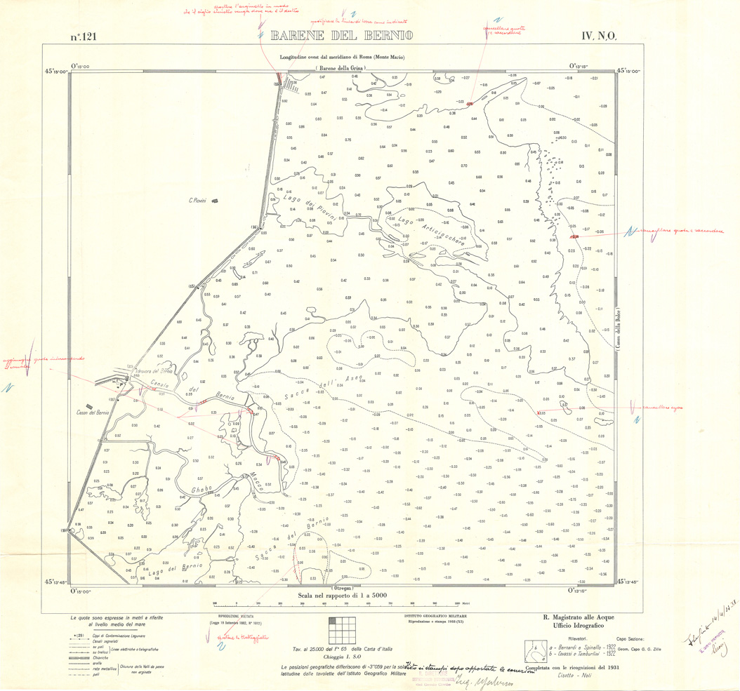 (N:33023) CARTA DELLA LAGUNA DI VENEZIA - FOGLIO 121 IV NO - BARENE DEL BERNIO (SE006976) Carte e stampe antiche: riproduzione a colori su carta (formato A1)